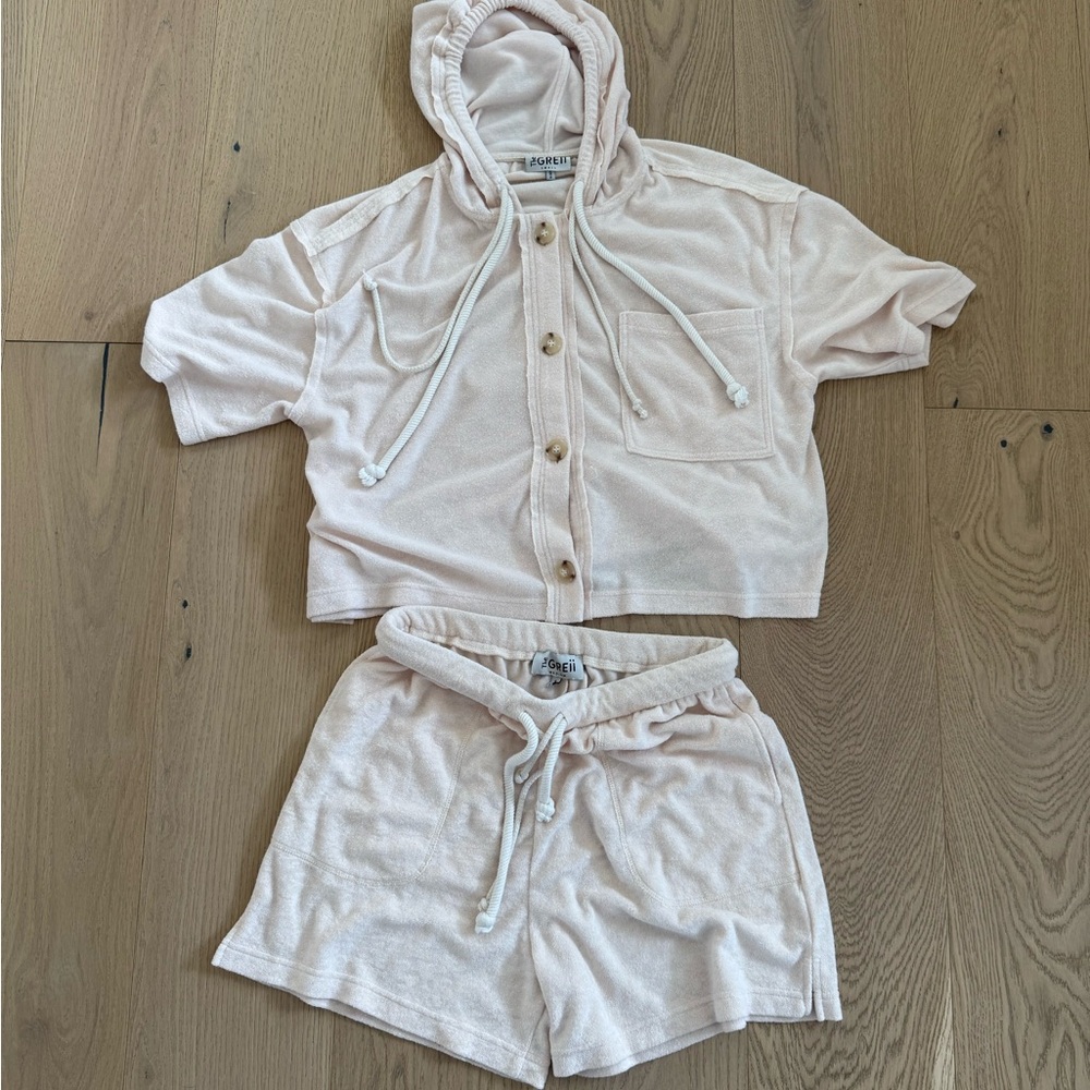 The Greii Cream Terrycloth Hoodie Set